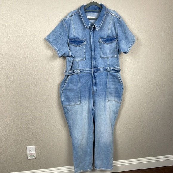 New Good American Fit For Success Jumpsuit in Blue274 Denim Jean Sz 7 - Picture 4 of 14